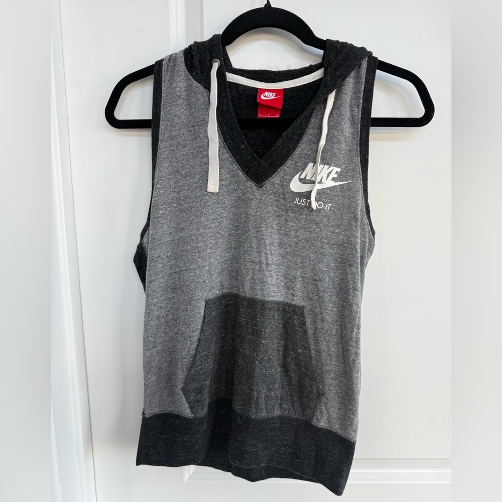 Nike Dark Gray and Light Gray Knit Tank with Hoodie
